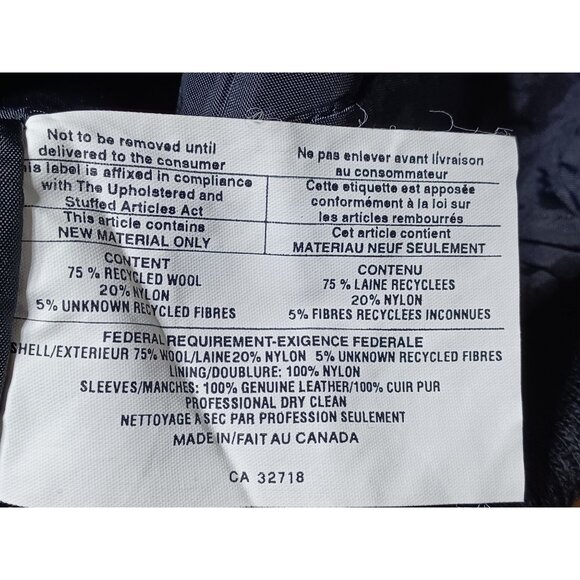 Boeing Concord Coordinates Mens Black Wool & Leather Bomber Jacket XL Canada - Picture 8 of 10